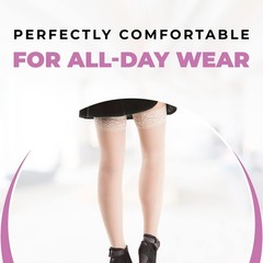 ITA-MED Made in ITALY Sheer Thigh High Compression Socks Women, Medium, Nude