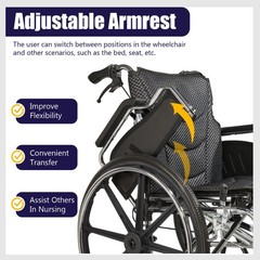 Folding Manual Transport Wheelchair, 20 “ Seat With Front and Rear Locking Hand