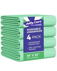 Washable Underpads Waterproof, 4 Pack 36″ x36“ Heavy Absorbency Incontinence…