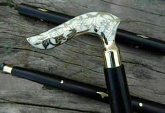 vintage chrome silver elephant head handle black wooden walking stick designer