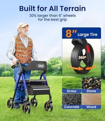 Walkers for Seniors, Z21 Rollator Walker with Seat Supports 350lb, 8″ Big Whe…