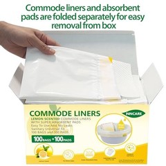Disposable Commode Liners with Absorbent Pads 100 Count Lemon Scented Bedside