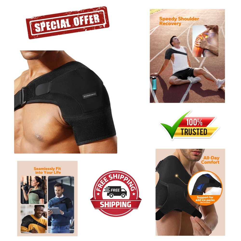 Komoko Shoulder Brace, Rotator Cuff Support Brace and Arm Sling for Pain Reli…