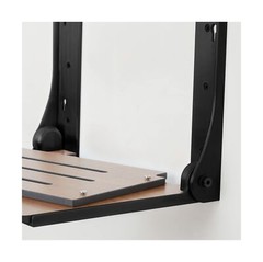 Seachrome Silhouette Folding Wall Mount Shower Bench Seat, Rustic Teak Seat w…