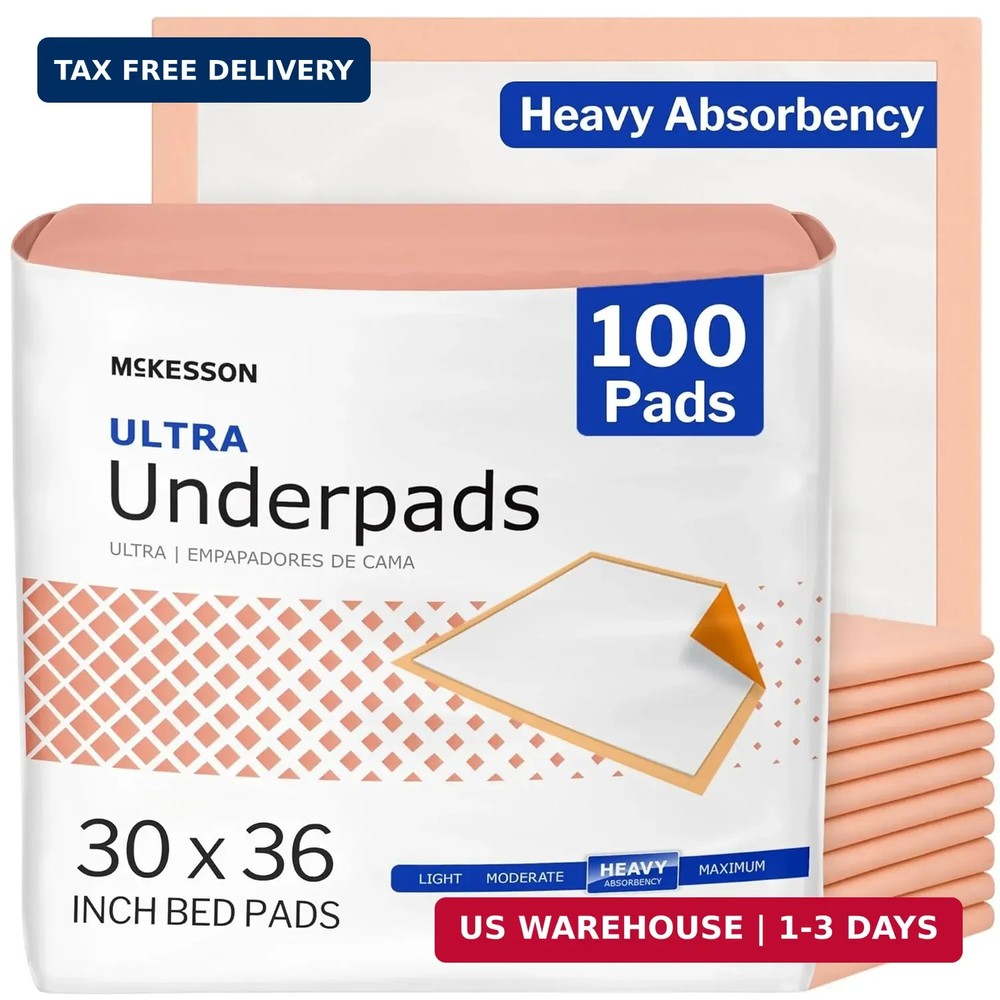McKesson Underpads Disposable Bed Pads 30″ x 36″ [100 Count], Heavy Absorbency,