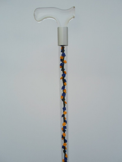 Walking cane acrylic colorful rose flowers lucite elegant designer changeable
