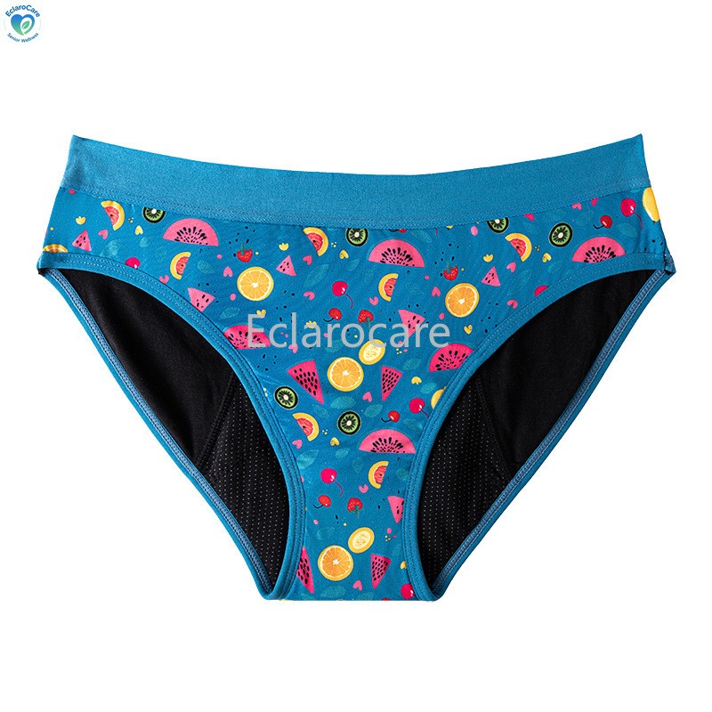 Teenage Girls‘ Mid-Rise Sanitary Underwear 4-Layer Leak-Proof Printed Breathable