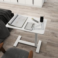 26″ Overbed Table with Hidden Wheels Pneumatic Adjustable End Table