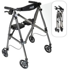 Stander Space Saver Rollator, Lightweight Folding w/Padded Seat, 6″ Wheels Black