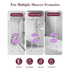 12.5 In. W 360° Swivel 6-Level Height Adjustable Non-Slip Aluminum Shower Seat w