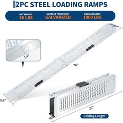 Steel Loading Ramps 76″ For UTV ATVs Motorcycles Mowers Trailers 1000lb Capacity