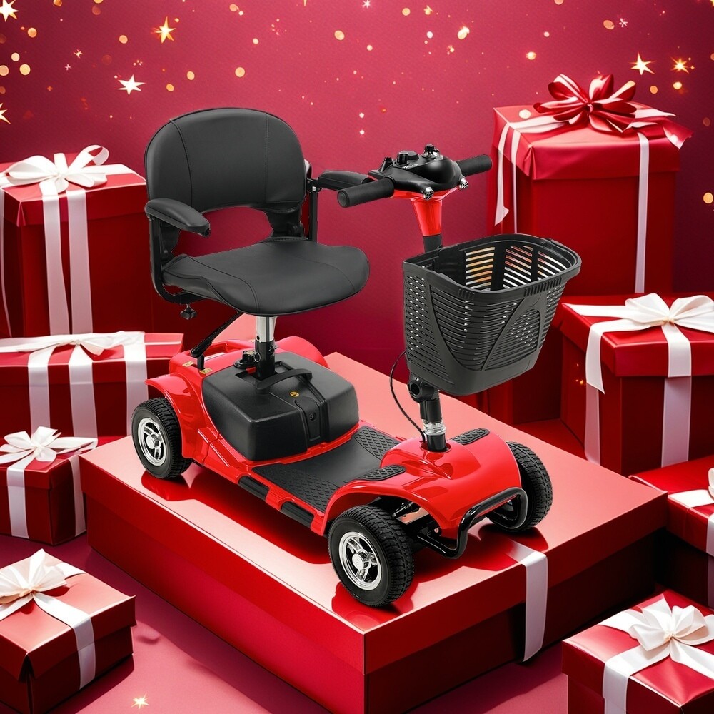 4 Wheels Mobility Scooter Power FoldingTravel Wheelchair Scooter W/ Swivel Seat