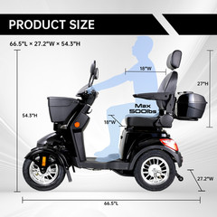 Heavy Duty 4-Wheel Mobility Scooters 31 Miles 3-Speed 800W 500lbs Capacity
