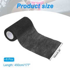 4″ x 177″ 6 Pcs Self Adhesive Bandage Wrap Elastic Self Tape Black