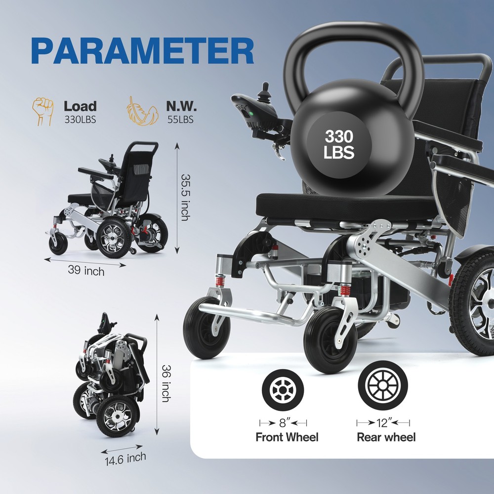 Quelith Foldable Electric Wheelchair Intelligent Power Wheelchairs Free Shipping