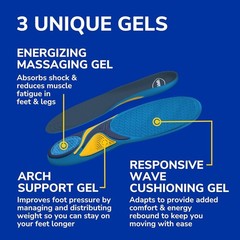 Dr Scholls Insoles Men WORK Massaging Gel Full Shoe Insole Sz 8-14 (1 pair)