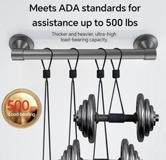 Elderly Safety Grab Bar ADA Certified 16 Inch Stainless Steel with Plastic Mount