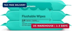Amazon Basics Adult Wet Wipes Flushable Fragrance Free, 126 Count (3 Packs of 42
