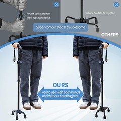 Adjustable 4-Pronged Walking Cane for Seniors – Stability & Comfort (32-37.5 in)