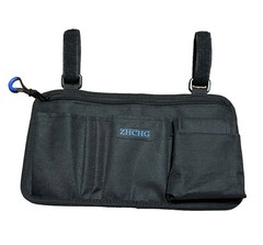 Wheelchair Armrest Bag with Cup Holder, Walker Bag. Black & Blue See Description