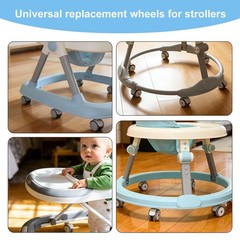 4pcs Baby Walker Replacement Wheels, Black Universal Casters Parts for