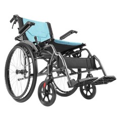 30lb Foldable Wheelchair: Aluminum, 18″ Seat, 3-Angle Footrest, 22″ Solid Tires