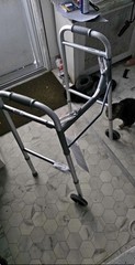 Guardian 2-Wheel Adjustable Height Walking Frame Walker, Aluminum, Silver/Gray