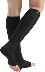 Nylon Zipper Compression Socks Support Graduated Stockings Mens Womens Black