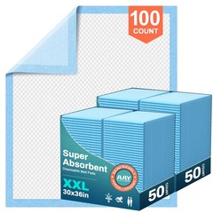 AAY Bed Pads Disposable 30″ x 36″ (100 Count), Extra Large 30″X36″-100, Blue