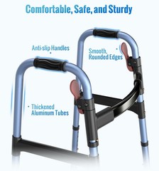 Lightweight Foldable Walker for Seniors – 350lb Capacity, Adjustable Height, Eas