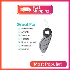 Vive Button Hook with Finger Hole – Zipper Gripper Pull Helper – Dressing Aid As
