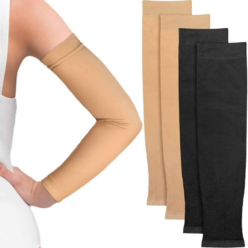 2 Pairs Full Forearm Tattoo Cover up Compression Sleeves Band Concealer Support