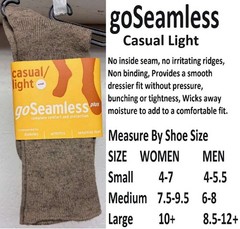 GoSeamless Casual Light Socks Beige Small – Arthritis Sensitive Feet