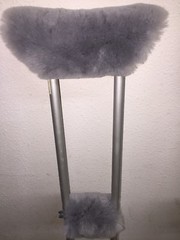 Real Merino Sheepskin UNDER ARM Crutch Pad Covers + Crutches HAND GRIP Pads USA