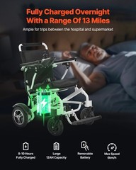 VEVOR Electric Wheelchair 300lbs Capacity Foldable Lightweight 13 Mile
