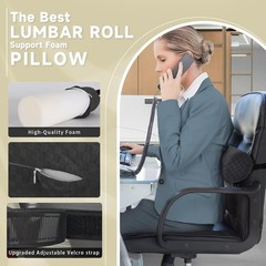 Ergonomic Lumbar Roll Pillow – Dark Grey Foam Cushion for Back Support (11×4.3)