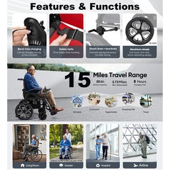Used Folding Power Electric Wheelchairs FDA Mobility Scooter 20Ah Home Travel