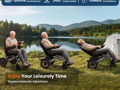 Foldable Electric Wheelchairs 80lb Reclining Motorized 15Miles Adjustable Height