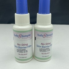 2 – 2oz Safe n Simple No-Sting Skin Barrier Film No Alcohol Bottle Exp 12/2027