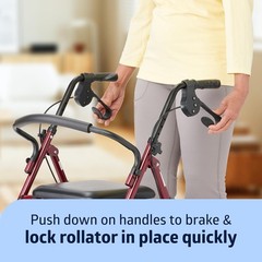 All-Terrain Rollator Walker for Seniors Rubber Wheels Foldable Lightweight 350lb