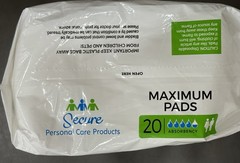 Secure Personal Care Products Incontinence Booster Pads Absorbency (20pk)