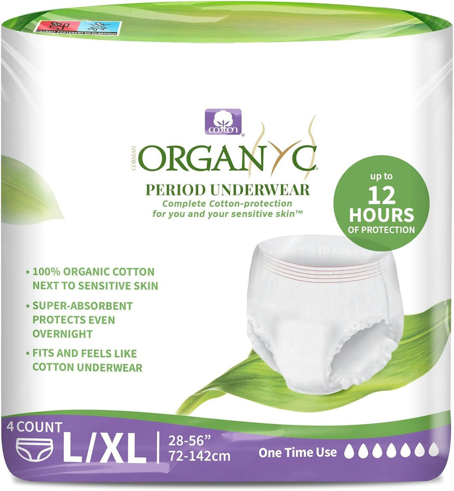 Certified Organic Cotton Disposable Period Underwear for Sensitive Skin 12 Hours