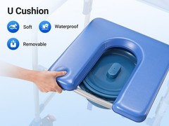 Bedside Commode with 4 Wheels Shower Chair Portable Toilet for Elderly 330LB
