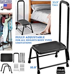 STEP STOOL WITH HANDRAIL HEAVY DUTY BEDSIDE BATHROOM MOBILITY AID FOR SENIORS