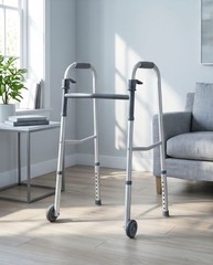 Ultimate Home Care 2-Wheel Adjustable Height Walking Frame Silver/Gray