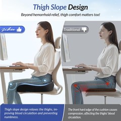 Ergonomic Memory Foam Seat Cushion for Sciatica, Tailbone Pain Relief, 6″ Thick
