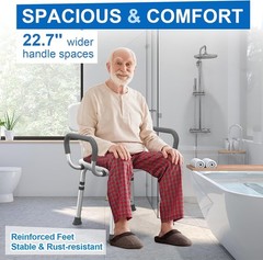 Shower Chair for Inside Shower with Padded Armrests and Back | Height Adjustable