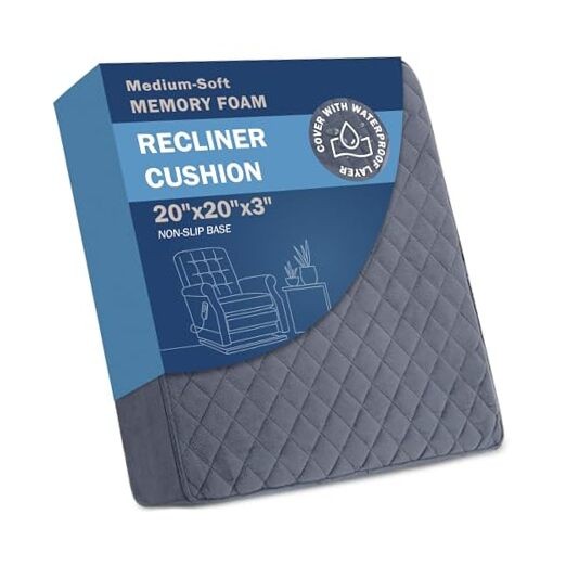 Medium-Soft 20x20x3 Memory Foam Recliner Chair Seat 20x20x3″ MEDIUM-SOFT Gray