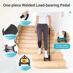 Stair Climbing Cane- Half Step Assist, Anti-Slip Balance Up/Down Walking Stick
