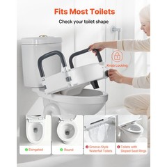 Uimoso Raised Toilet Seat with Arms for Seniors, Adds 5-Inch Height, 300 lbs